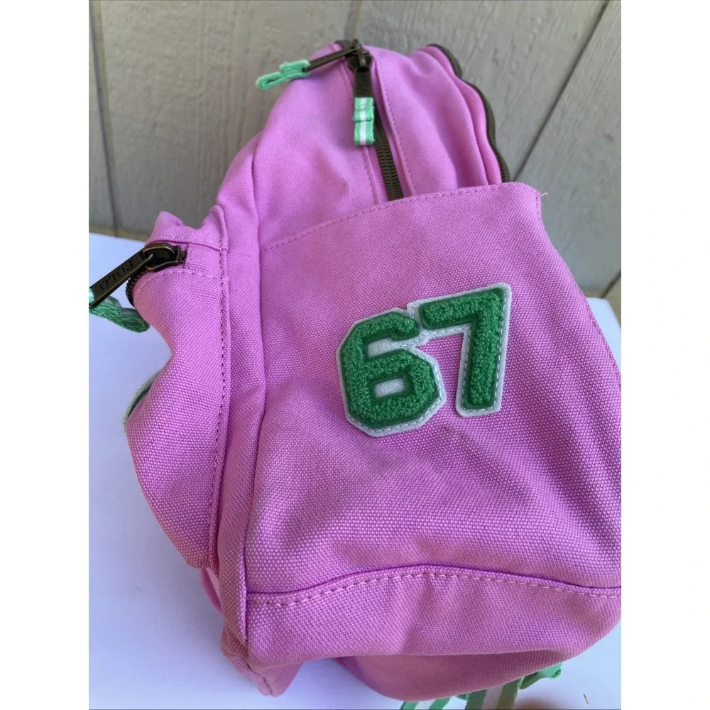 Polo Ralph Lauren Varsity Backpack Laguna Pink Big Pony Embroidered Tennis Green
